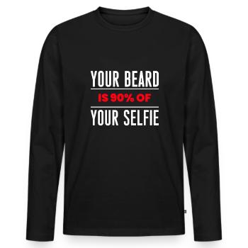 Votre barbe représente 90% de votre chemise selfie - T-shirt manches longues Premium bio Homme - noir - Devant - Nico (187cm)
