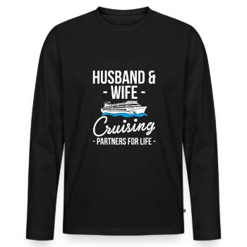 Mari & Femme Partenaires de Croisière Pour La Vie Chemise - T-shirt manches longues Premium bio Homme - noir - Devant - Nico (187cm)