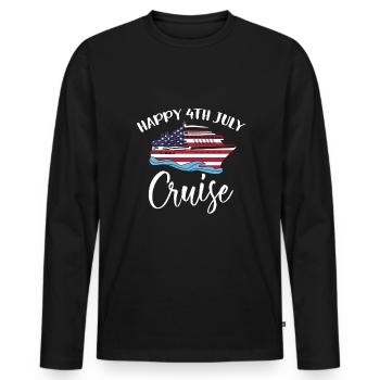 Happy 4th July Cruise Shirt Amerika USA Fahne - Männer Premium Bio Langarmshirt - Schwarz - Vorne - Nico (187cm)