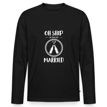 Oh Ship Chemise mariée Gift Cruise - T-shirt manches longues Premium bio Homme - noir - Devant - Nico (187cm)