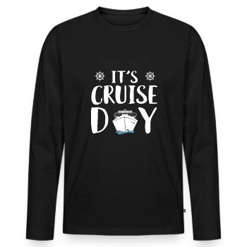 C’est cruise day Cruise Shirt Gift - T-shirt manches longues Premium bio Homme - noir - Devant - Nico (187cm)
