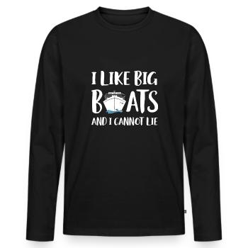 J’aime les gros bateaux et je ne peux pas mentir croisière - T-shirt manches longues Premium bio Homme - noir - Devant - Nico (187cm)