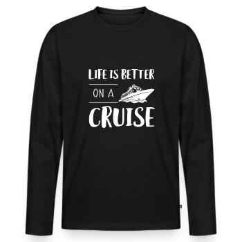 La vie est meilleure sur une chemise de croisière Kreuzfahrt - T-shirt manches longues Premium bio Homme - noir - Devant - Nico (187cm)