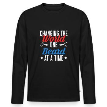 Changing The World One Beard At A Time - Men's Premium Organic Long Sleeve Shirt - black - Front - Nico (187cm)