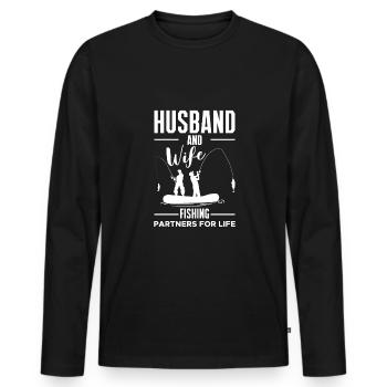 Husband And Wife Fishing Partners For Life - Men's Premium Organic Long Sleeve Shirt - black - Front - Nico (187cm)