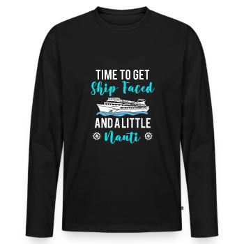 Il est temps de se faire face au navire et un peu nauti - T-shirt manches longues Premium bio Homme - noir - Devant - Nico (187cm)