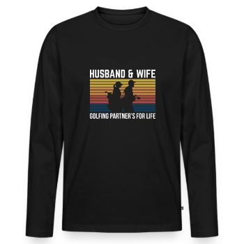 Husband & Wife Golfing Partners For Life - Men's Premium Organic Long Sleeve Shirt - black - Front - Nico (187cm)