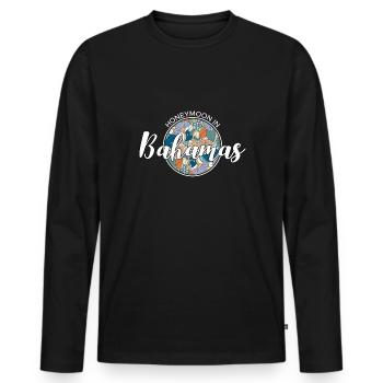Honeymoon Flitterwochen Urlaub Shirt Bahamas - Männer Premium Bio Langarmshirt - Schwarz - Vorne - Nico (187cm)
