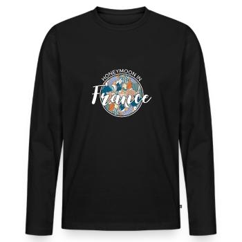 Honeymoon Flitterwochen Urlaub Shirt Frankreich - Männer Premium Bio Langarmshirt - Schwarz - Vorne - Nico (187cm)