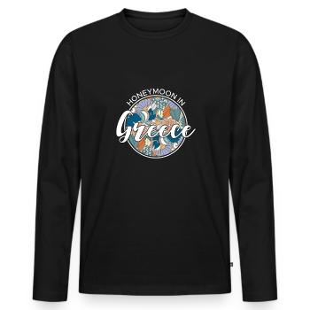 Honeymoon Flitterwochen Urlaub Shirt Griechenland - Männer Premium Bio Langarmshirt - Schwarz - Vorne - Nico (187cm)