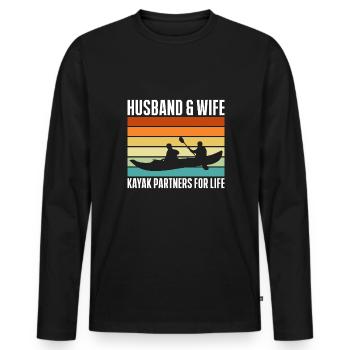 Husband & Wife Kayak Partners For Life Shirt - Men's Premium Organic Long Sleeve Shirt - black - Front - Nico (187cm)