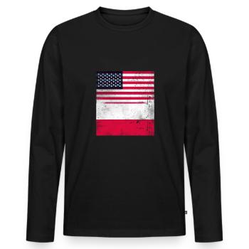 USA Flag Pologne Flag Gift Shirt - T-shirt manches longues Premium bio Homme - noir - Devant - Nico (187cm)