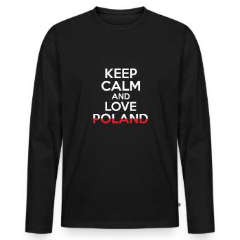 Garder calme et aimer Pologne Cadeau de chemise - T-shirt manches longues Premium bio Homme - noir - Devant - Nico (187cm)