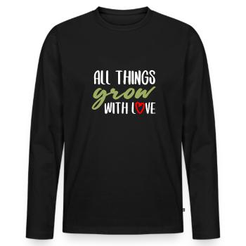 Toutes les choses grandissent avec amour Shirt Gardener - T-shirt manches longues Premium bio Homme - noir - Devant - Nico (187cm)