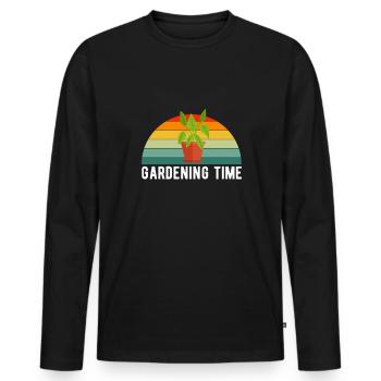 Gardening Time Vintage Retro Gardener Shirt - T-shirt manches longues Premium bio Homme - noir - Devant - Nico (187cm)