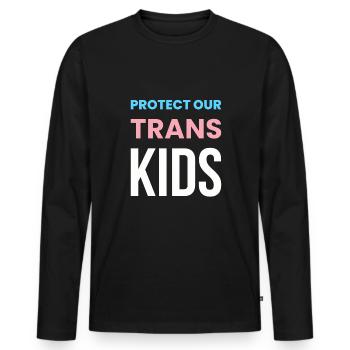 Protégez notre cadeau LGBT pour chemises pour enfants trans - T-shirt manches longues Premium bio Homme - noir - Devant - Nico (187cm)