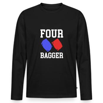 Four Bagger Shirt Geschenk Cornhole - Männer Premium Bio Langarmshirt - Schwarz - Vorne - Nico (187cm)
