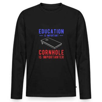 Cornhole Shirt Cadeau - T-shirt manches longues Premium bio Homme - noir - Devant - Nico (187cm)