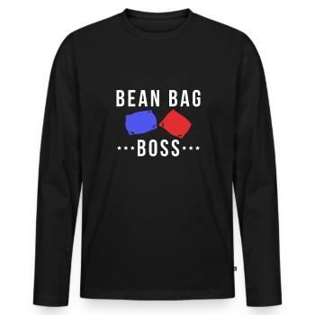 Bean Bag Boss Shirt Geschenk Cornhole - Männer Premium Bio Langarmshirt - Schwarz - Vorne - Nico (187cm)