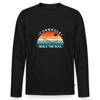 Cornhole Heals The Soul Shirt Geschenk - Männer Premium Bio Langarmshirt - Schwarz - Vorne - Nico (187cm)