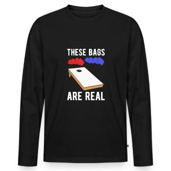 These Bags Are Real Cornhole Shirt Geschenk - Männer Premium Bio Langarmshirt - Schwarz - Vorne - Nico (187cm)