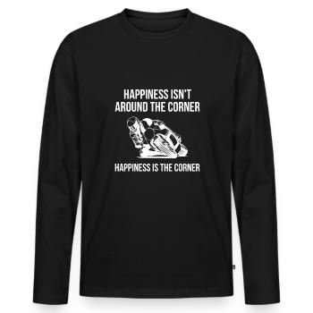 Le bonheur n’est pas au coin de la rue ... Est le coin - T-shirt manches longues Premium bio Homme - noir - Devant - Nico (187cm)