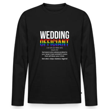 Célébrant de mariage LGBT Shirt Gift Definition - T-shirt manches longues Premium bio Homme - noir - Devant - Nico (187cm)