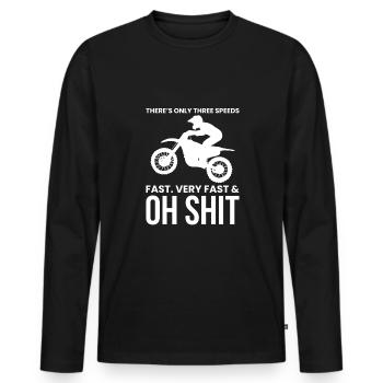 Trois vitesses rapides, très rapides et oh merde motocross - T-shirt manches longues Premium bio Homme - noir - Devant - Nico (187cm)
