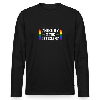 This Guy Is The Officant Official Wedding LGBT - Men's Premium Organic Long Sleeve Shirt - black - Front - Nico (187cm)