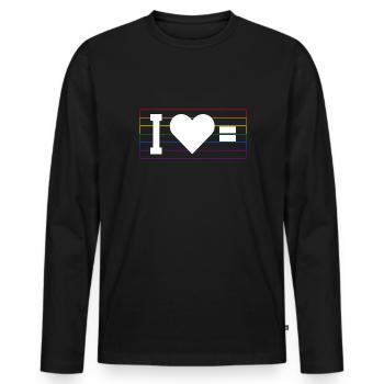 J’aime le cadeau d’officiant LGBT - T-shirt manches longues Premium bio Homme - noir - Devant - Nico (187cm)