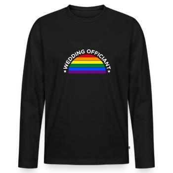 Cadeau de chemise LGBT officiant de mariage - T-shirt manches longues Premium bio Homme - noir - Devant - Nico (187cm)