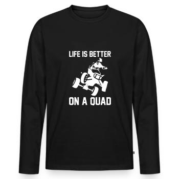 La vie est meilleure avec un cadeau de chemise quad - T-shirt manches longues Premium bio Homme - noir - Devant - Nico (187cm)