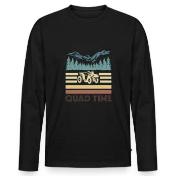 Vintage Retro Quad Time Shirt Gift - Men's Premium Organic Long Sleeve Shirt - black - Front - Nico (187cm)