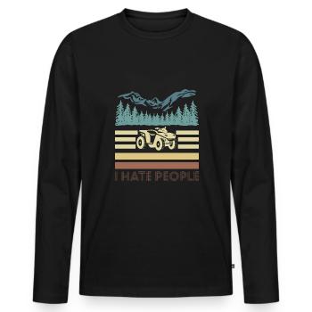 Vintage Retro I Hate People Quad Shirt - T-shirt manches longues Premium bio Homme - noir - Devant - Nico (187cm)