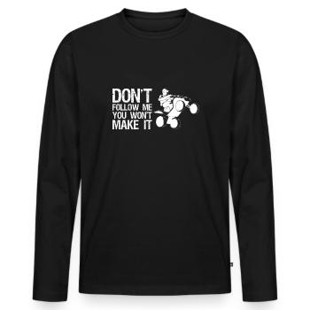 Ne me suivez pas, vous ne le ferez pas Quad Shirt - T-shirt manches longues Premium bio Homme - noir - Devant - Nico (187cm)