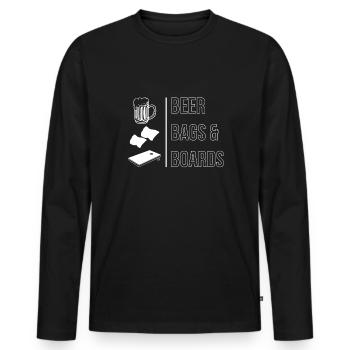 Beer Bags & Boards Shirt Gift - Men's Premium Organic Long Sleeve Shirt - black - Front - Nico (187cm)