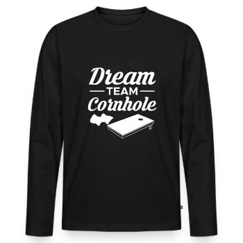 Dream Team Cornhole Shirt Geschenk - Männer Premium Bio Langarmshirt - Schwarz - Vorne - Nico (187cm)