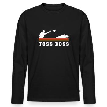 Toss Boss Vintage Retro Cornhole Shirt - Men's Premium Organic Long Sleeve Shirt - black - Front - Nico (187cm)