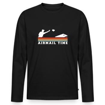 Airmail Time Cornhole Shirt Gift Vintage Retro - Men's Premium Organic Long Sleeve Shirt - black - Front - Nico (187cm)