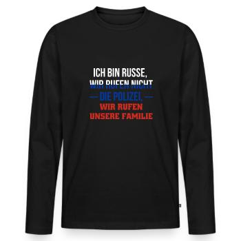 Ich Bin Russe, Wir Rufen Nicht Die Polizei... - Männer Premium Bio Langarmshirt - Schwarz - Vorne - Nico (187cm)