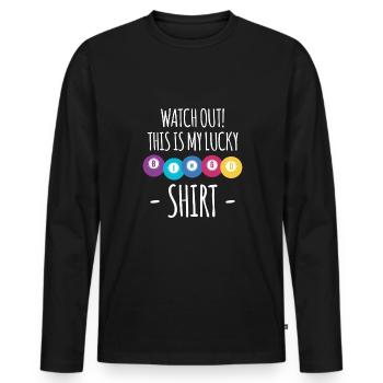 Watch Out This Is My Lucky Bingo Shirt Geschenk - Männer Premium Bio Langarmshirt - Schwarz - Vorne - Nico (187cm)