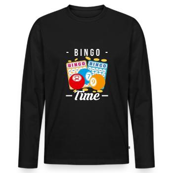 Bingo Time Shirt Gift - Men's Premium Organic Long Sleeve Shirt - black - Front - Nico (187cm)
