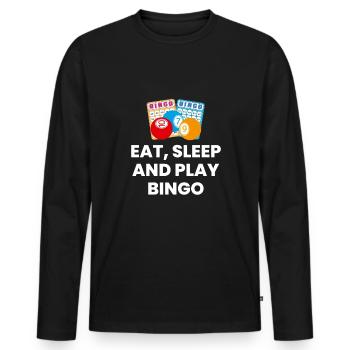 Eat Sleep And Play Bingo Shirt Gift - Men's Premium Organic Long Sleeve Shirt - black - Front - Nico (187cm)