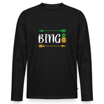 Bingo Pineapple Shirt Gift - Men's Premium Organic Long Sleeve Shirt - black - Front - Nico (187cm)