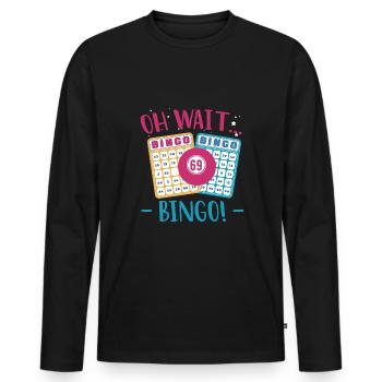 Oh attendez.. BINGO Chemise Cadeau - T-shirt manches longues Premium bio Homme - noir - Devant - Nico (187cm)