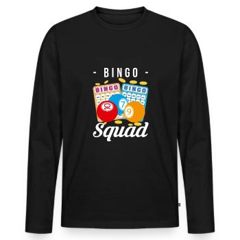 Bingo Squad Shirt Cadeau - T-shirt manches longues Premium bio Homme - noir - Devant - Nico (187cm)