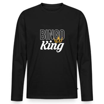 Bingo King Shirt Gift - Men's Premium Organic Long Sleeve Shirt - black - Front - Nico (187cm)