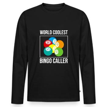 Cadeau de chemise Bingo Caller le plus cool du monde - T-shirt manches longues Premium bio Homme - noir - Devant - Nico (187cm)