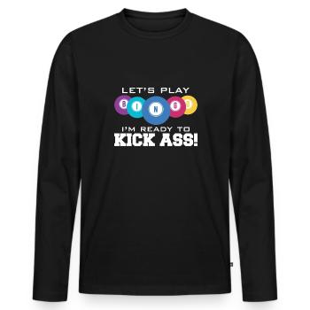 Jouons au bingo je suis prêt à botter le cul - T-shirt manches longues Premium bio Homme - noir - Devant - Nico (187cm)