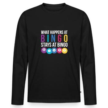What Happens At Bingo Stays At Bingo Shirt - Männer Premium Bio Langarmshirt - Schwarz - Vorne - Nico (187cm)